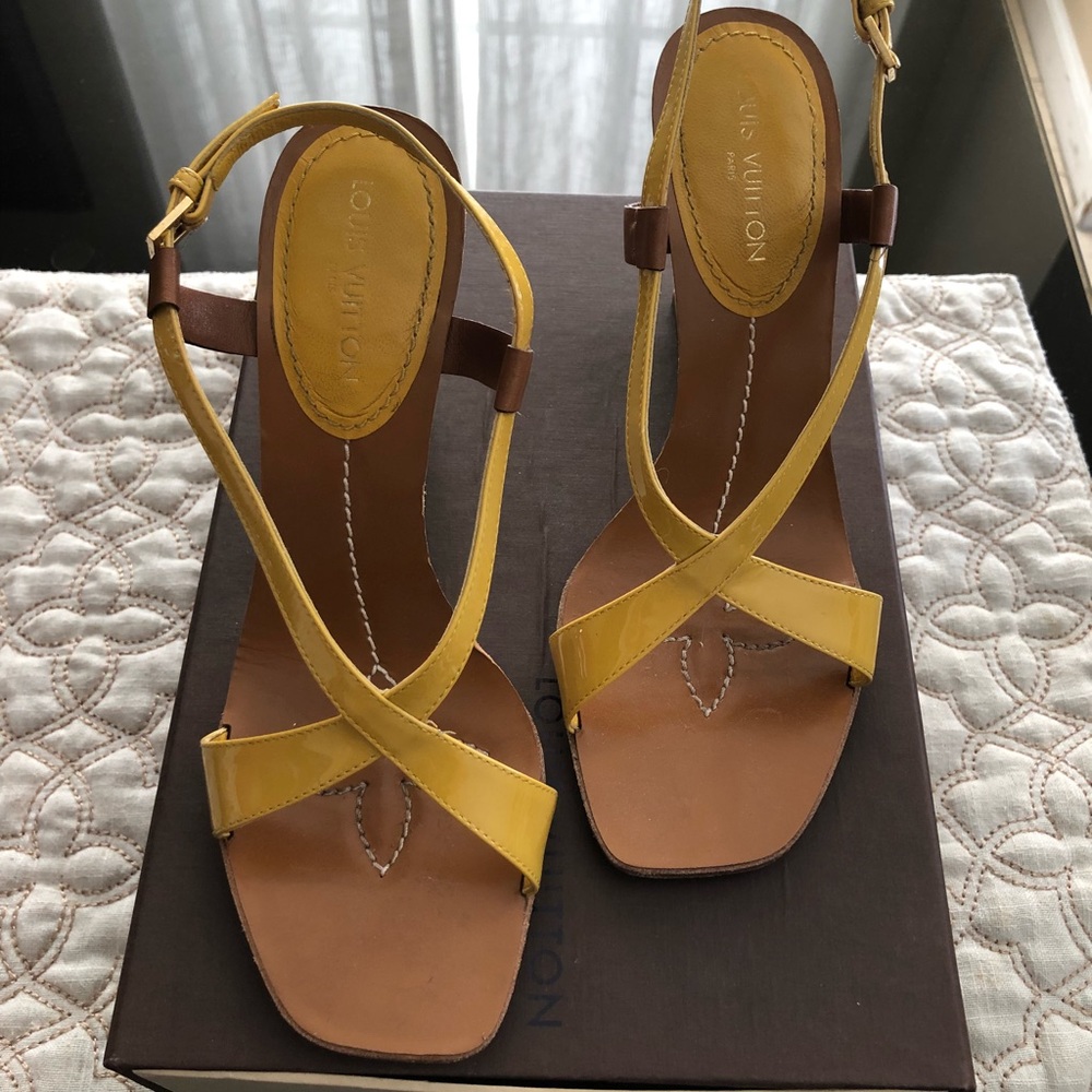 Authentic Louis Vuitton Yellow Crossed Heels